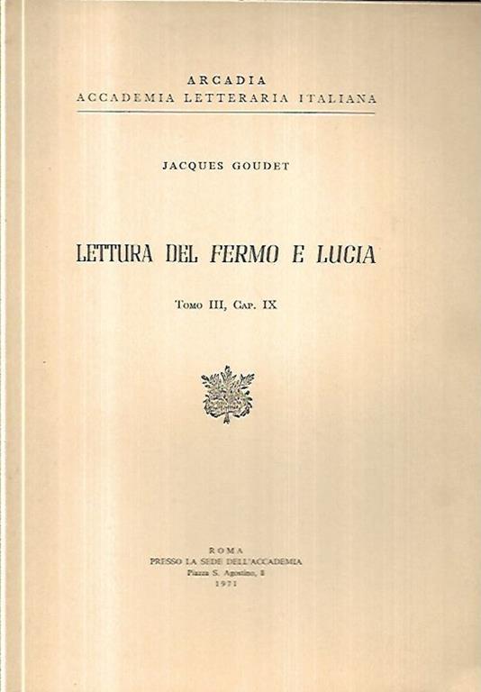Lettura del Fermo e Lucia, Tomo III, Cap. IX - Jacques Goudet - copertina