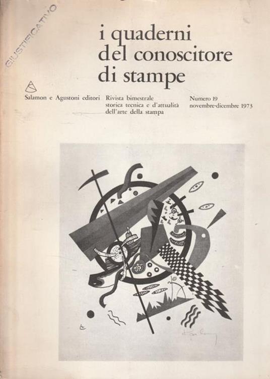 I quaderni del conoscitore di stampe. N. 19 nov., dic. 1973 - copertina
