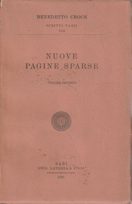 Nuove pagine sparse di Benedetto Croce Volume 2 - Benedetto Croce - copertina