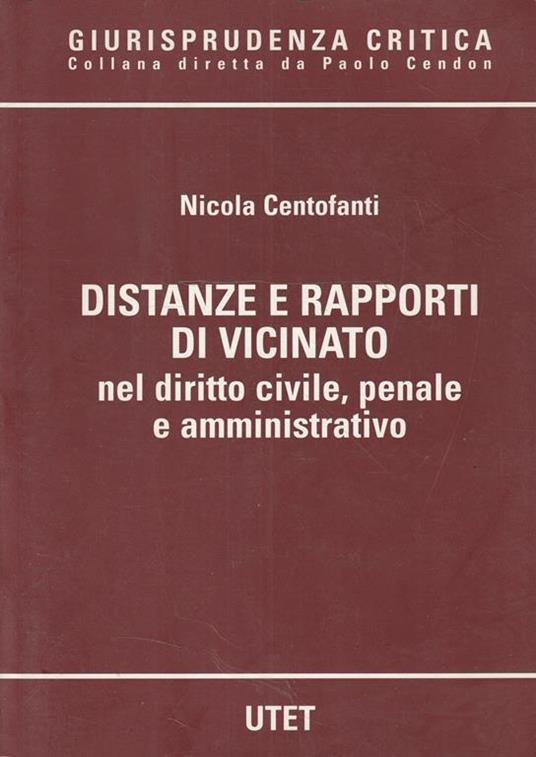 Distanze e rapporti di vicinato nel diritto civile, penale e amministrativo - Nicola Centofanti - copertina