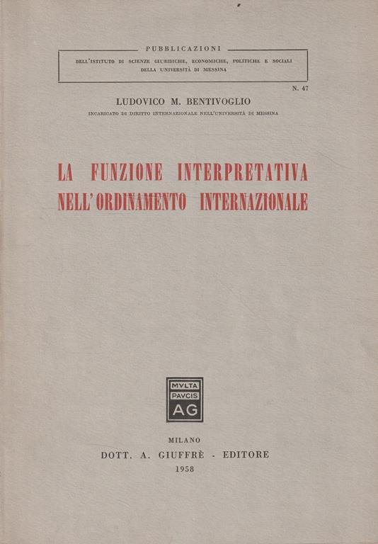 La funzione interpretativa nell'ordinamento internazionale - copertina