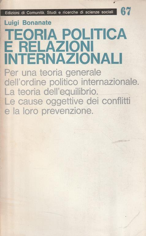 Teoria politica e relazioni internazionali di Luigi Bonanate - copertina