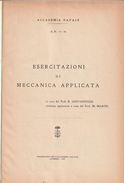 Esercitazioni di Meccanica Applicata - copertina