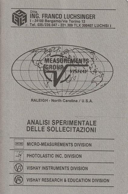 Analisi Sperimentale delle Sollecitazioni - copertina