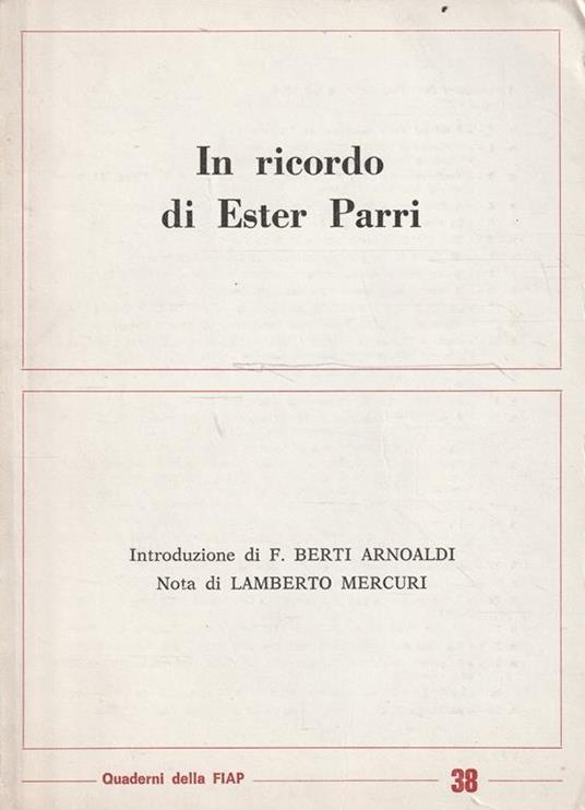 In ricordo di Ester Parri - copertina