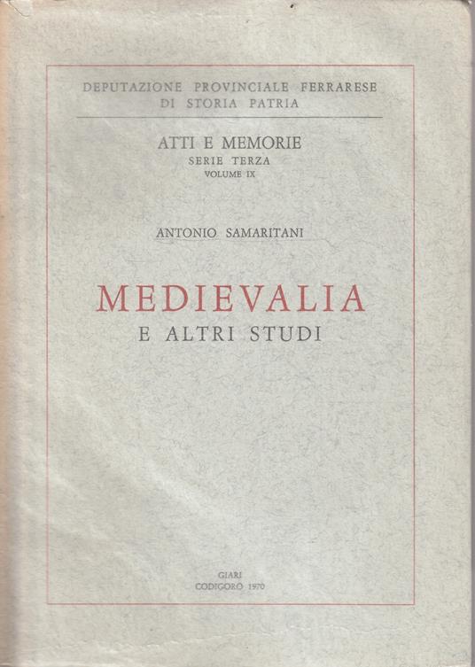 Medievalia e altri studi di Antonio Samaritani - copertina