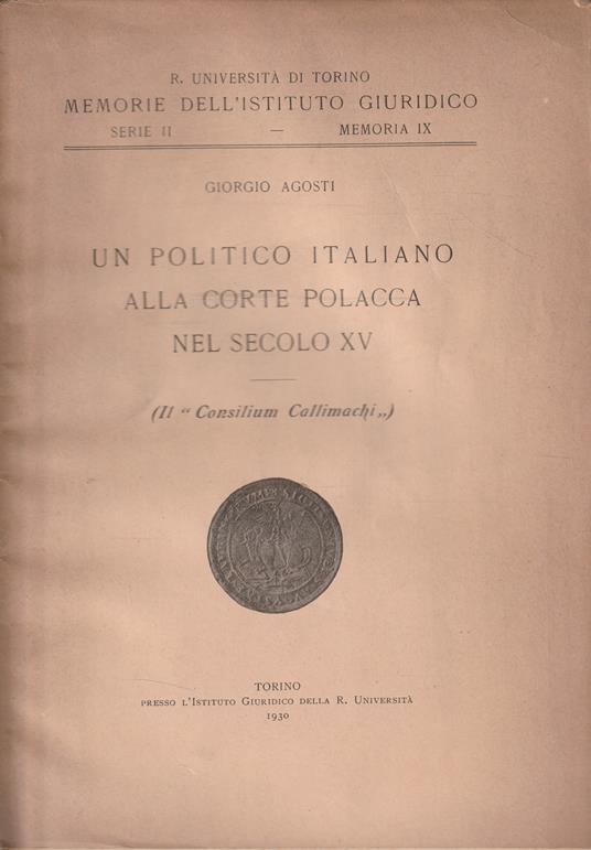 Un politico italiano alla corte polacca nel secolo XV - copertina