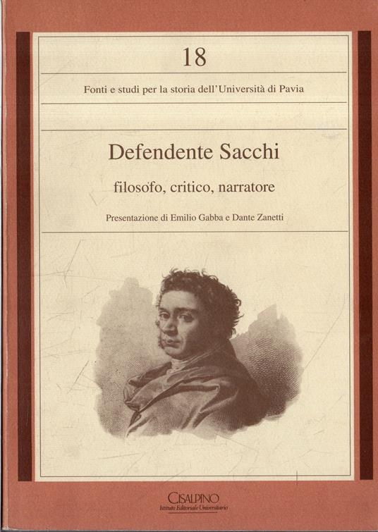 Defendente Sacchi: filosofo, critico, narratore - copertina