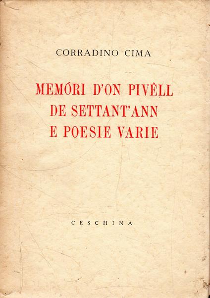 Memori d'on pivell de settant'ann e poesie varie - Corradino Ciampa - copertina