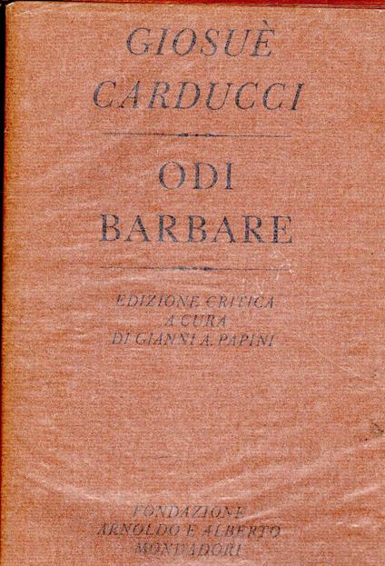 Odi barbare - Giosuè Carducci - copertina