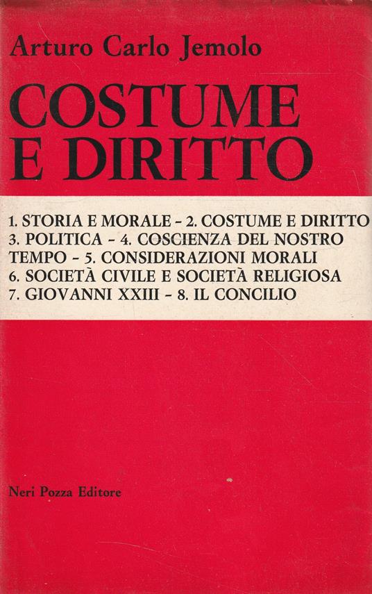 Costume e diritto di Arturo Carlo Jemolo - copertina