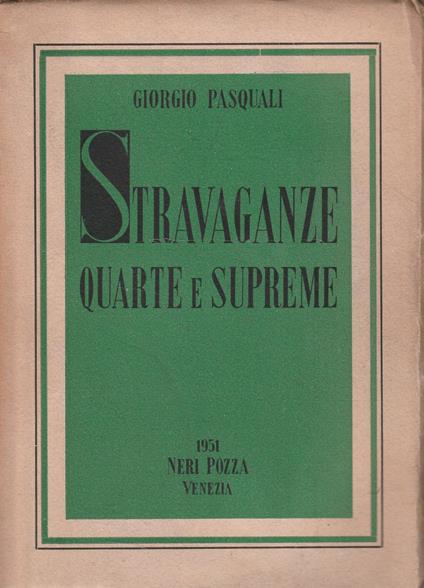 Stravaganze quarte e supreme - G. Pasquali - copertina