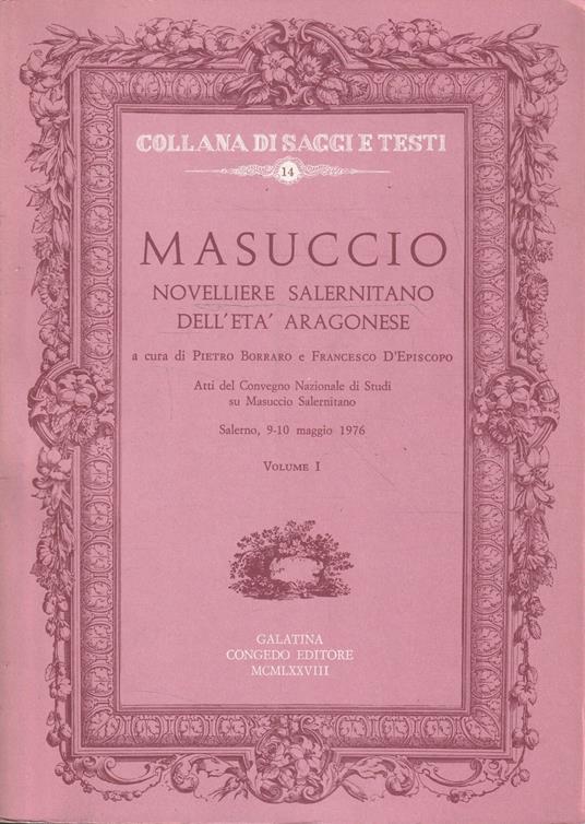 Masuccio novelliere salernitano dell'età aragonese - copertina