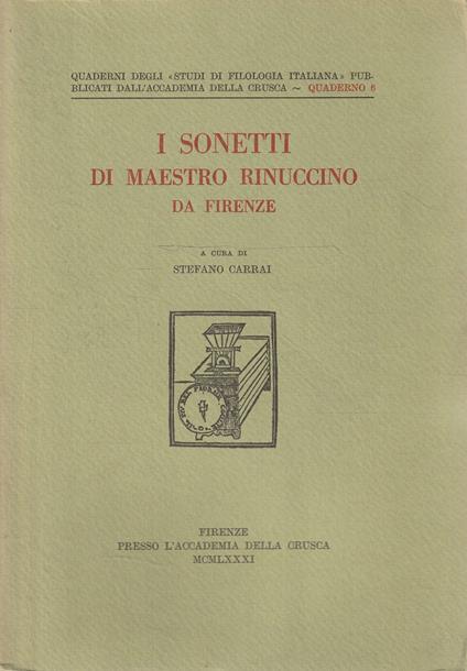 I sonetti di maestro Riunuccino da Firenze - copertina