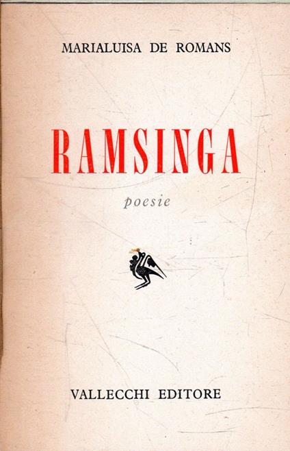 AUTOGRAFATO! Ramsinga. Poesie - Marialuisa De Romans - copertina