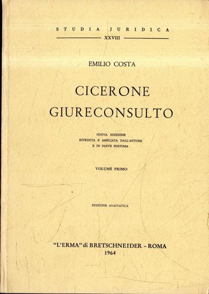 Cicerone giureconsulto - Emilio Costa - copertina