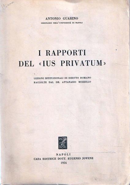 I rapporti dello "Ius Privatum" - Antonio Guarino - copertina