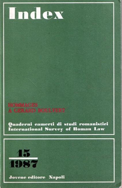 Hommages à Gérard Boulvert. Antiquité. Index n. 15/1987 - copertina