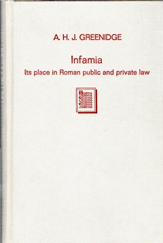 Infamia : its place in roman public and private law - copertina