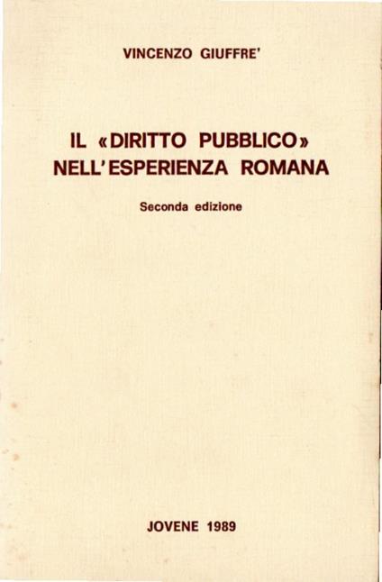 Il "Diritto Pubblico" nell'esperienza romana - copertina