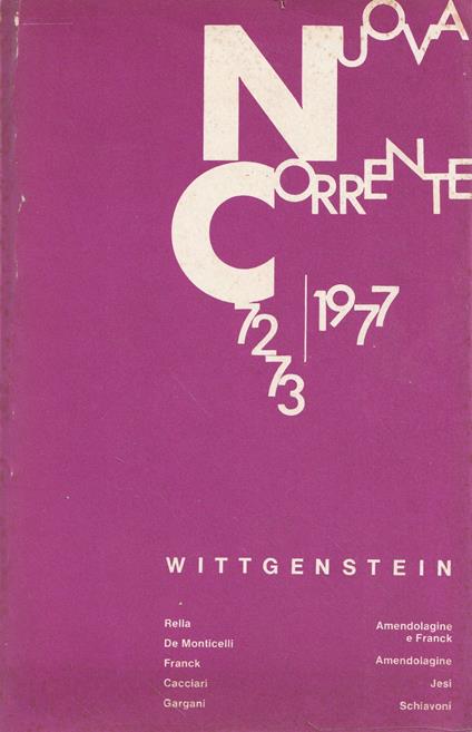 Wittgenstein (Nuova Corrente n.72-73/1977) - copertina