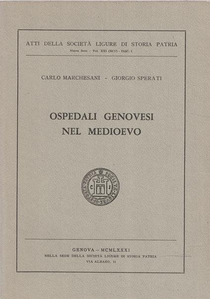 Ospedali genovesi nel Medioevo - copertina