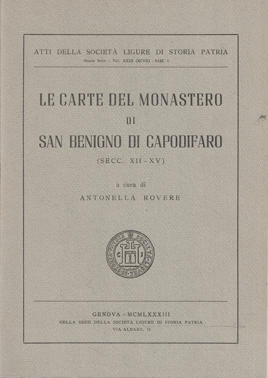 Le carte del monastero di San Benigno di Capodifaro (secc. XII-XV) - copertina
