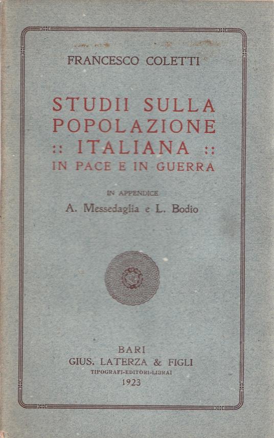 Studii sulla popolazione italiana in pace e in guerra - Francesco Boletti - copertina