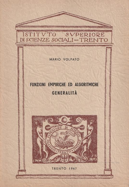 Funzioni empiriche ed algoritmiche: generalità - Mario Volpato - copertina