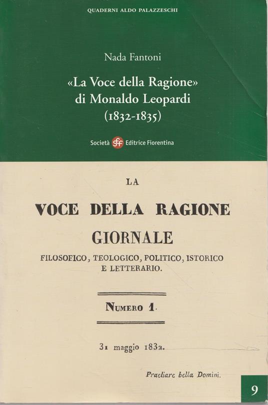 "La voce della Ragione" di Monaldo Leopardi (1832-1835) - Nada Fantoni - copertina
