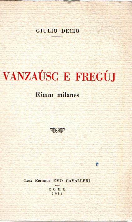 Vanzausc e Freguj. Rimm milanes - Giulio Decio - copertina