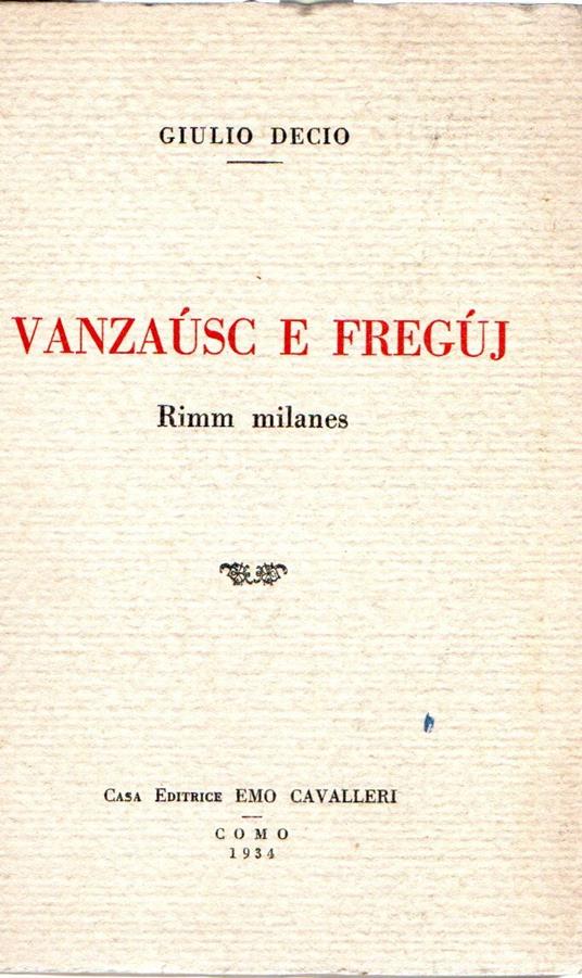 Vanzausc e Freguj. Rimm milanes - Giulio Decio - copertina