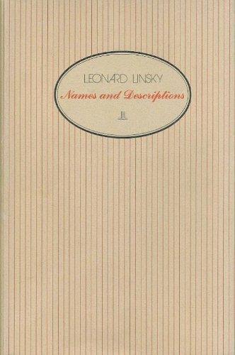 Names and Descriptions - Leonard Linsky - copertina