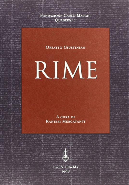 Rime - Orsatto Giustinian,Orsatto Giustinian - copertina