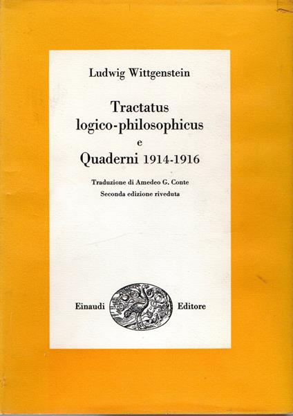 Tractatus logico-philosophicus - Quaderni 1914-1916 - Ludwig Wittgenstein - copertina