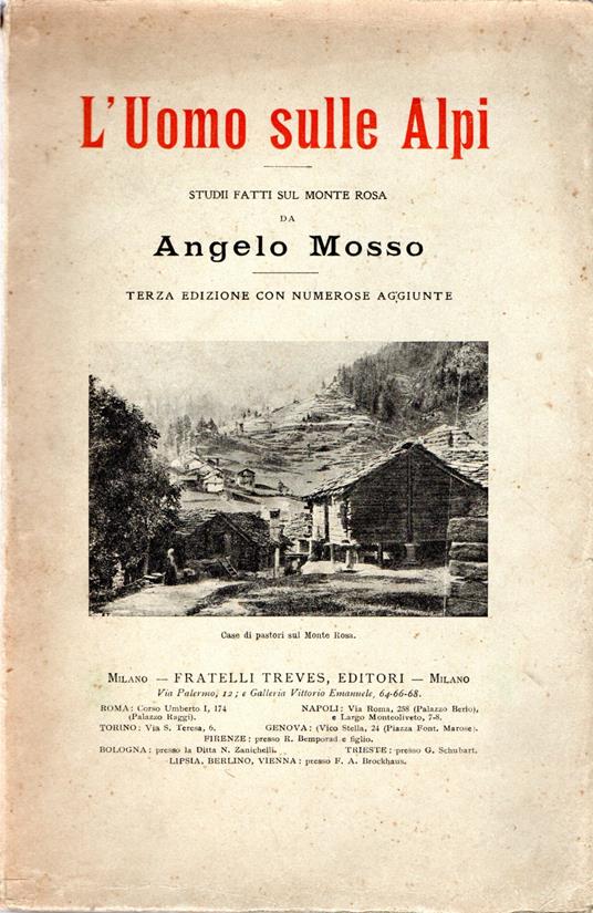 Rarità!! L'uomo sulle Alpi : studii fatti sul Monte Rosa da Angelo Mosso - Angelo Mosso - copertina