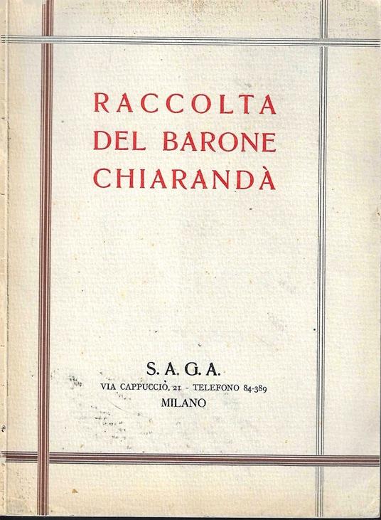 Raccolta del Barone Chiarandà. Esposizione e vendita all'asta (Maggio 1939) - copertina