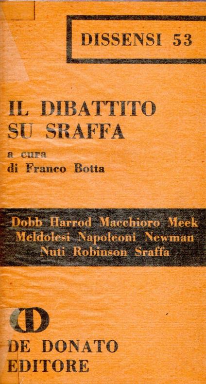 Il dibattito su Sraffa - Franco Botta - copertina