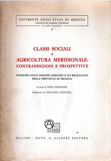 Classi sociali e agricoltura meridionale : Contraddizioni e prospettive - Enzo Mingione - copertina