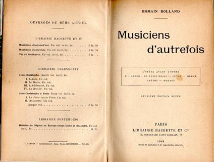 Musiciens d'autrefois: .: - Romain Rolland - copertina