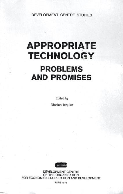 Appropriate Technology: Problems and Promises - copertina