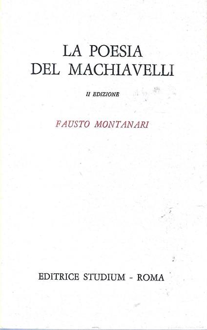 poesia del Machiavelli - Fausto Montanari - copertina