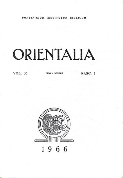 Orientalia. Vol. 35 , Nova Series - Fasc. 1 - copertina