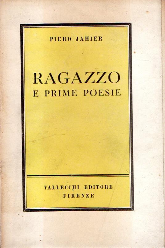 Ragazzo e prime poesie - Piero Jahier - copertina