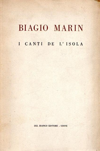 I canti de l'isola - Biagio Marin - copertina