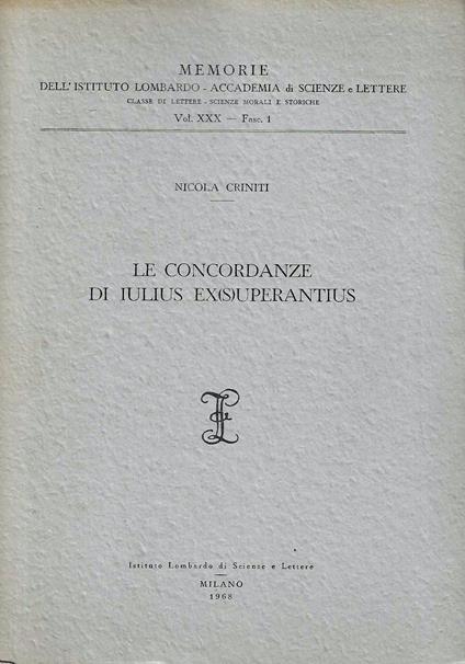 Le concordanze di Iulius Ex(s)uperantius - copertina