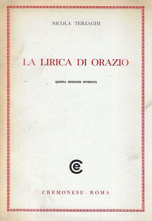 La lirica di Orazio - Nicola Terzaghi - copertina