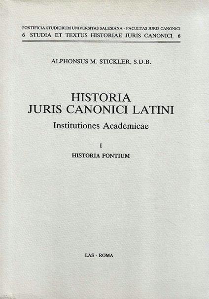 Historia juris canonici latini. Institutiones Academicae. I : Historia fontium - copertina