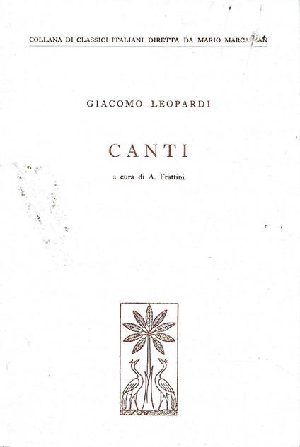 Canti - Giacomo Leopardi - copertina