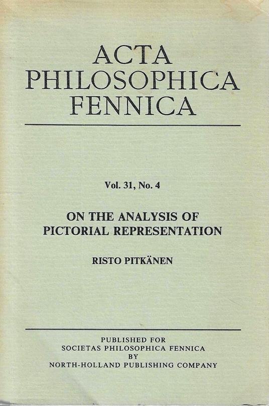 On the analysis of pictorial representation - Acta Philosophica Fennica, Vol. 31, No. 4 - copertina